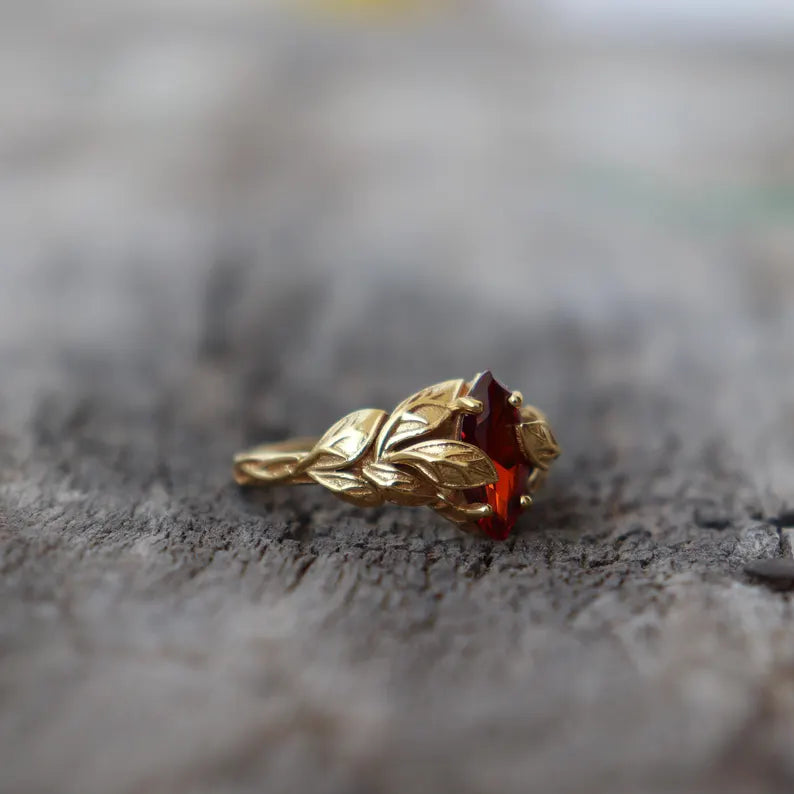 GEMURO Marquise Garnet Ring – 925 Silver, 14k Gold, Passion-Cut for Bold Hearts | January Birthstone Engagement Gift 💍🔥