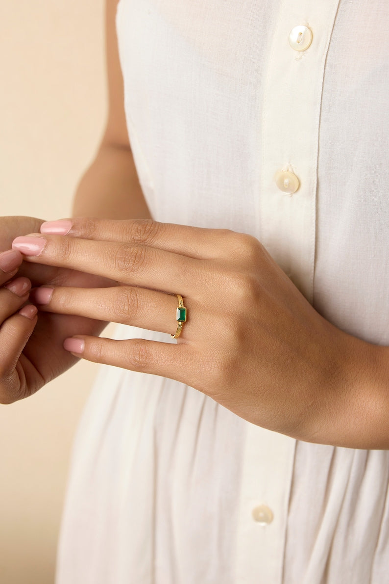 GEMURO Green Onyx Stacking Ring β Manifest Wealth & Strength πβ¨