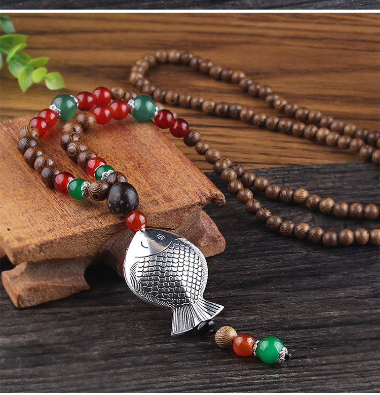 ✨ Manifest Earthy Energy: GEMURO Vintage Versatile Ethnic Style Wooden Necklace ✨