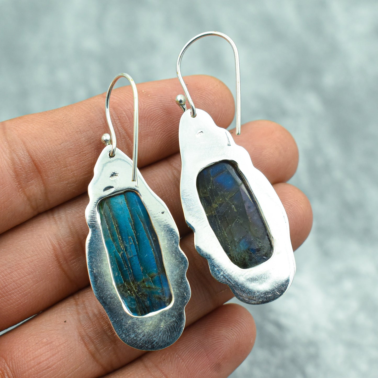 🔮 GEMURO Labradorite Earrings – Mystical Aura Protection in 925 Sterling Silver | Handmade Boho Gemstone Jewelry ✨