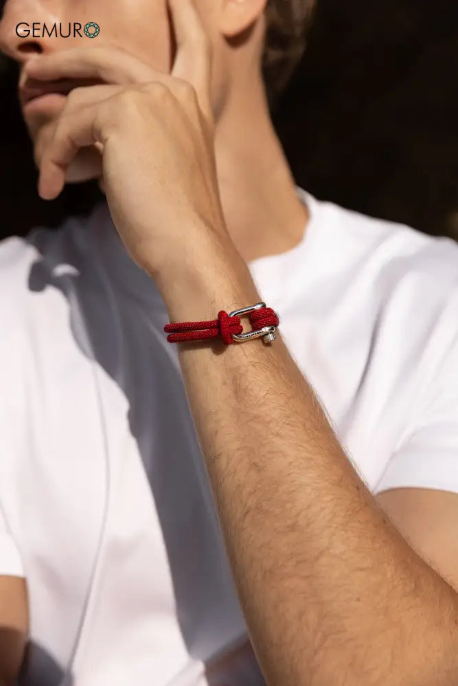 GEMURO Alchor Red Nautical Rope Bracelet | Bold & Minimalist Men’s Wristwear | Gift for Him