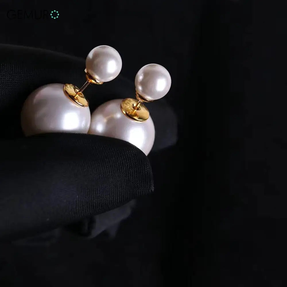 GEMURO Elegant Double-Sided Pearl Ball Stud Earrings for Women | Chic Banquet Jewelry