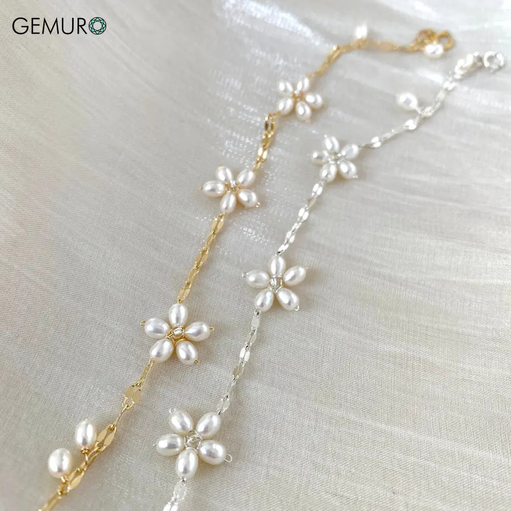 GEMURO Freshwater Pearl Daisy Necklace & Bracelet Set – A Timeless Emblem of Purity & Grace