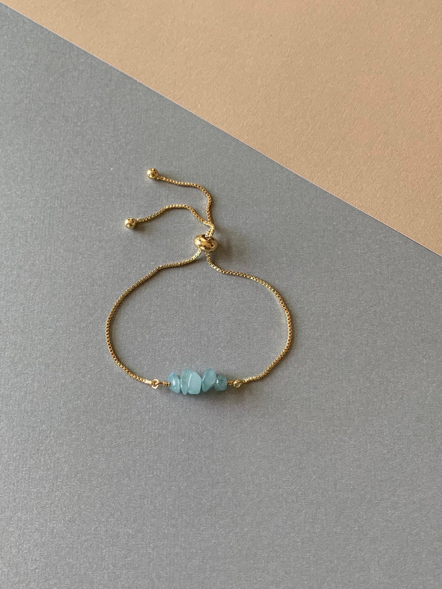 ✨ GEMURO Aquamarine Gemstone Bracelet | Adjustable Handmade March Birthstone Jewelry | Gift for Her