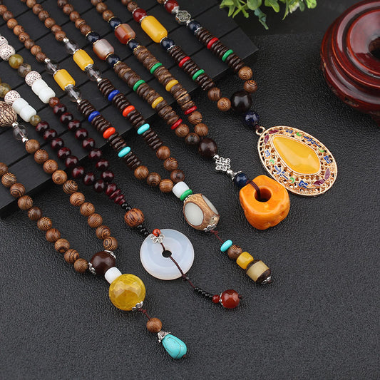 ✨ Manifest Earthy Energy: GEMURO Vintage Versatile Ethnic Style Wooden Necklace ✨