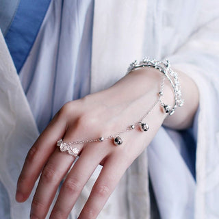 ✨ Heavenly Silver Butterfly Bracelet | Hanfu-Inspired Ring Bracelet | Celestial Elegance ✨