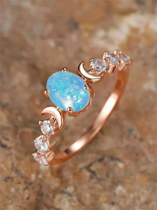 GEMURO Elegant Summer Oval Gemstone & Rhinestone Ring | Wedding & Engagement Gift for Women