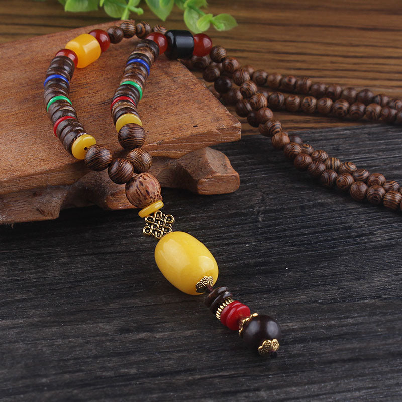 ✨ Manifest Earthy Energy: GEMURO Vintage Versatile Ethnic Style Wooden Necklace ✨