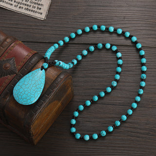 Manifest Calm & Protection: GEMURO Natural Blue Turquoise Glass Bead Necklace🌊