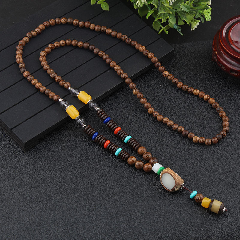 ✨ Manifest Earthy Energy: GEMURO Vintage Versatile Ethnic Style Wooden Necklace ✨