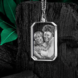 ✨ Personalized Laser Engraved 2D Crystal Pendant Necklace | Custom Photo Necklace | Memorial Keepsake Jewelry