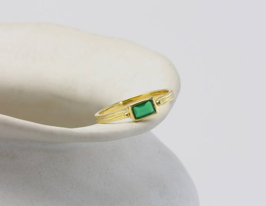 GEMURO Green Onyx Stacking Ring – Manifest Wealth & Strength 💚✨