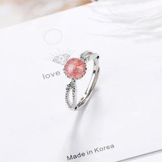 ✨ GEMURO Pink Strawberry Quartz Ring