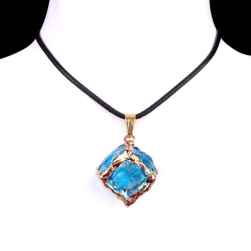 GEMURO ✨ Imitation Crystal Rough Stone Cube Necklace