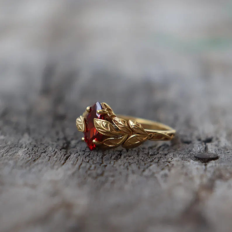 GEMURO Marquise Garnet Ring – 925 Silver, 14k Gold, Passion-Cut for Bold Hearts | January Birthstone Engagement Gift 💍🔥