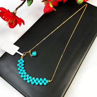 🌊 GEMURO Turquoise Beaded Necklace – Boho Natural Stone Elegance | Handmade Artisan Jewelry for Women ✨