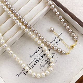 ✨French Retro Pearl Necklace | High-End Champagne Color | Shijia Inspired High Gloss Fashion Jewelry