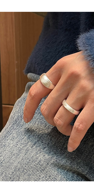 GEMURO Pure Frosted Silver Wide Band Ring | Minimalist S925 Sterling Silver Statement Ring | Elegant & Hypoallergenic