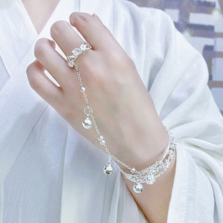 ✨ Heavenly Silver Butterfly Bracelet | Hanfu-Inspired Ring Bracelet | Celestial Elegance ✨