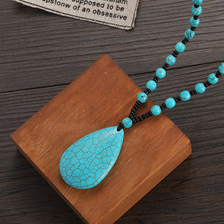 Manifest Calm & Protection: GEMURO Natural Blue Turquoise Glass Bead Necklace🌊