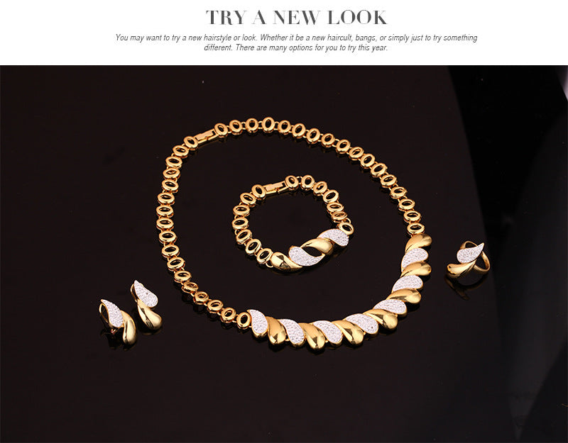Global Hot Selling Gold Cuba Alloy Jewelry Set for Women