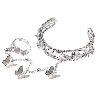 ✨ Heavenly Silver Butterfly Bracelet | Hanfu-Inspired Ring Bracelet | Celestial Elegance ✨