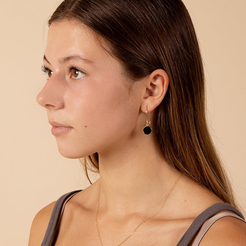 GEMURO Black Obsidian & Gold Circle Drop Earrings – Generational Armor in Every Swing ⚫️✨