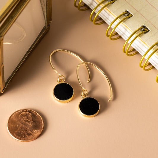 GEMURO Black Obsidian & Gold Circle Drop Earrings – Generational Armor in Every Swing ⚫️✨