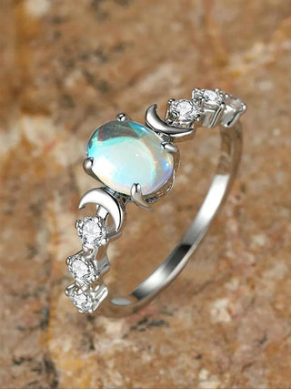 GEMURO Elegant Summer Oval Gemstone & Rhinestone Ring | Wedding & Engagement Gift for Women