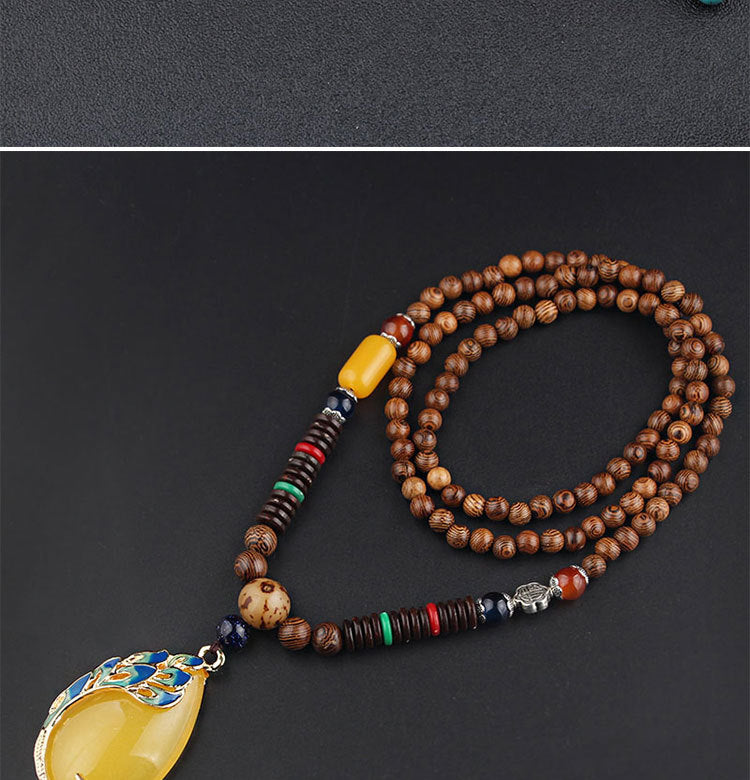 ✨ Manifest Earthy Energy: GEMURO Vintage Versatile Ethnic Style Wooden Necklace ✨