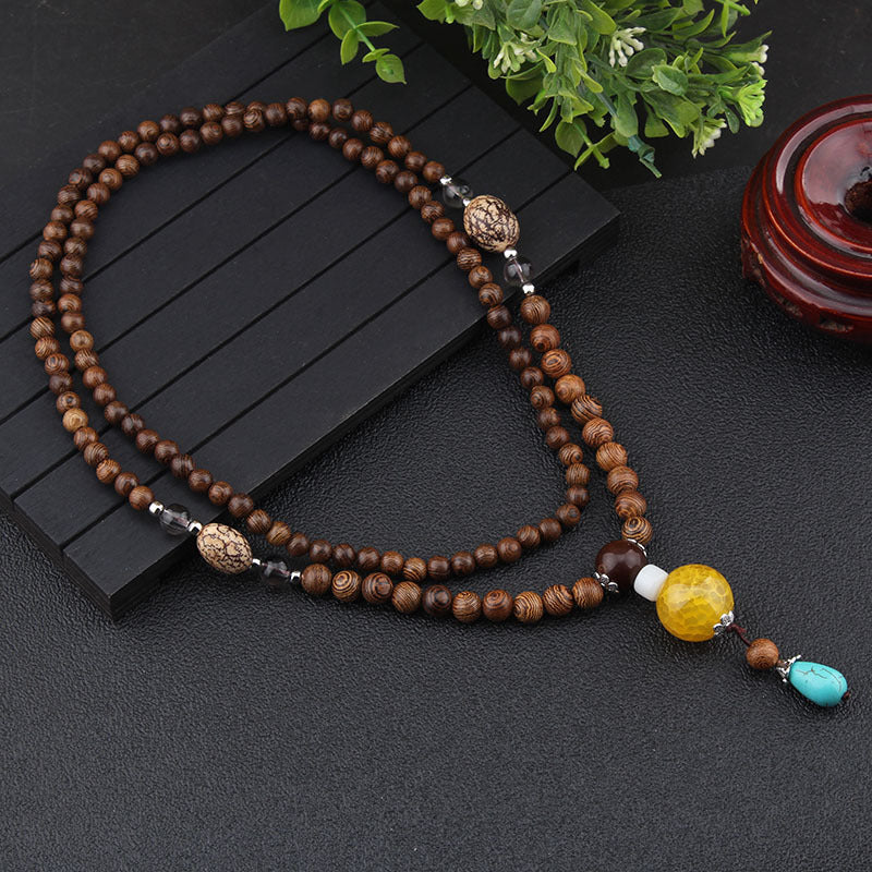✨ Manifest Earthy Energy: GEMURO Vintage Versatile Ethnic Style Wooden Necklace ✨