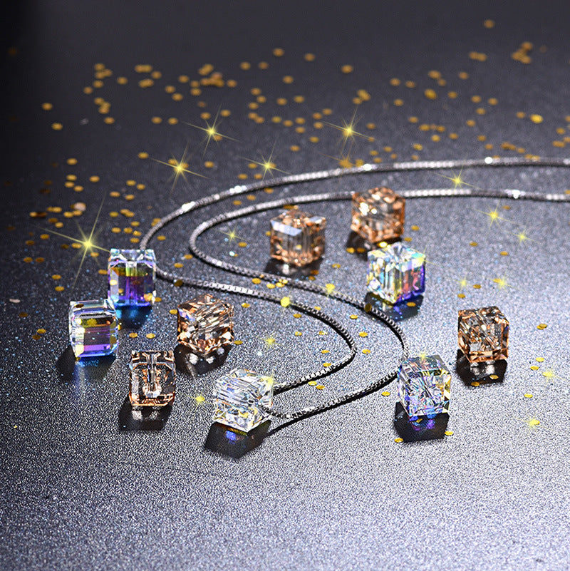 GEMURO ✨ Austrian Crystal Aurora Sugar Cube Earrings | AB Color Handmade Beaded Jewelry