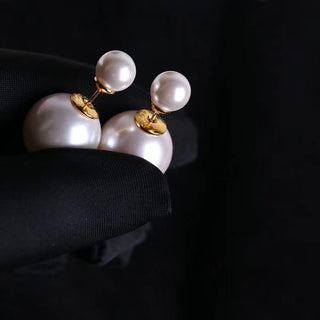 GEMURO Elegant Double-Sided Pearl Ball Stud Earrings for Women | Chic Banquet Jewelry