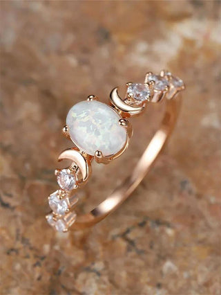 GEMURO Elegant Summer Oval Gemstone & Rhinestone Ring | Wedding & Engagement Gift for Women