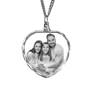 ✨ Personalized Laser Engraved 2D Crystal Pendant Necklace | Custom Photo Necklace | Memorial Keepsake Jewelry