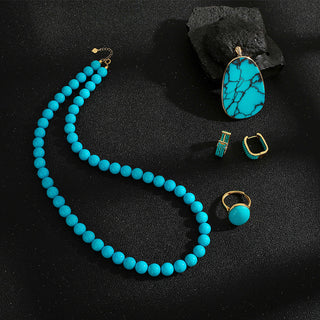 🌊 GEMURO Turquoise Beaded Necklace – Boho Natural Stone Elegance | Handmade Artisan Jewelry for Women ✨