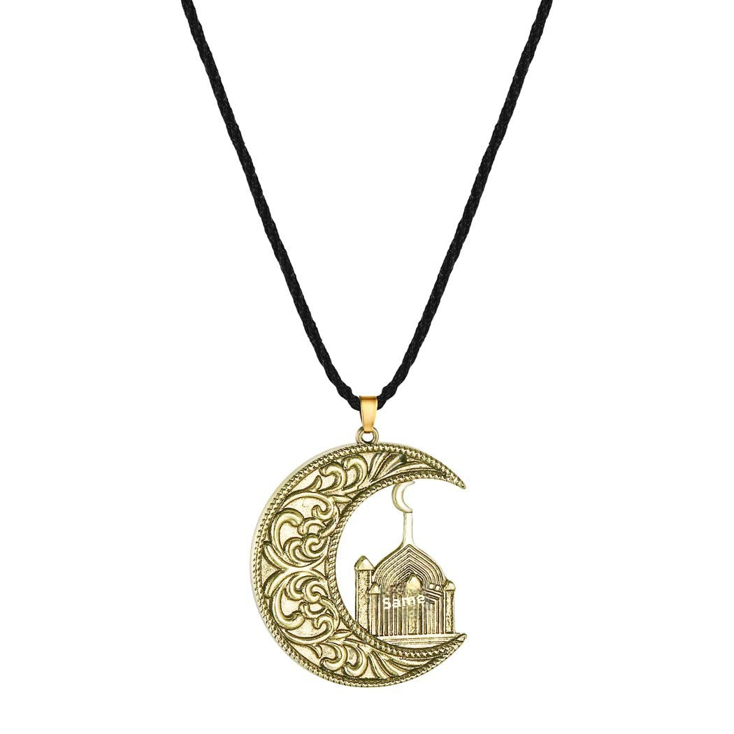 GEMURO Vintage Moon House Pendant – Islamic & Nordic Slavic Amulet Necklace | Masculine Spiritual Jewelry for Protection & Power ✨