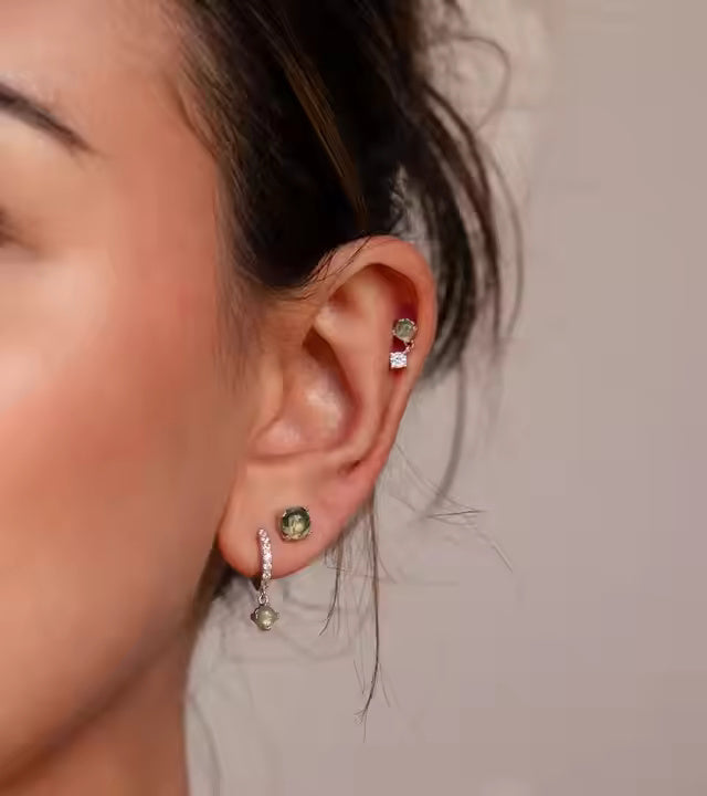 ✨ GEMURO Green Zircon Hoop Earrings