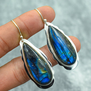 🔮 GEMURO Labradorite Earrings – Mystical Aura Protection in 925 Sterling Silver | Handmade Boho Gemstone Jewelry ✨