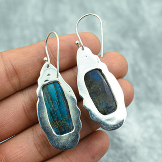 🔮 GEMURO Labradorite Earrings – Mystical Aura Protection in 925 Sterling Silver | Handmade Boho Gemstone Jewelry ✨