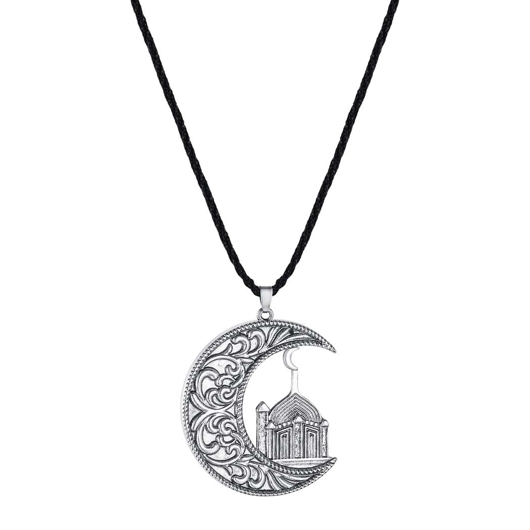 GEMURO Vintage Moon House Pendant – Islamic & Nordic Slavic Amulet Necklace | Masculine Spiritual Jewelry for Protection & Power ✨