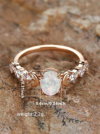 GEMURO Elegant Summer Oval Gemstone & Rhinestone Ring | Wedding & Engagement Gift for Women