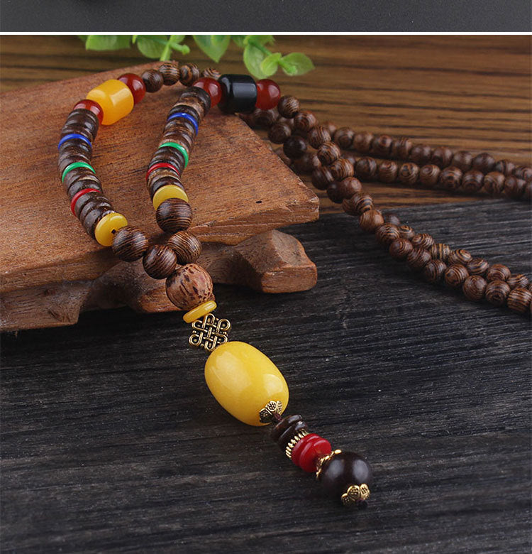 ✨ Manifest Earthy Energy: GEMURO Vintage Versatile Ethnic Style Wooden Necklace ✨