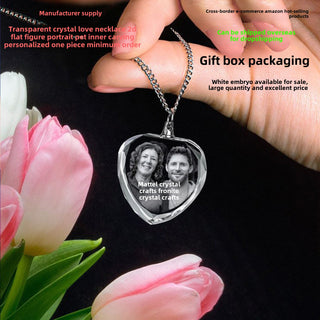 ✨ Personalized Laser Engraved 2D Crystal Pendant Necklace | Custom Photo Necklace | Memorial Keepsake Jewelry