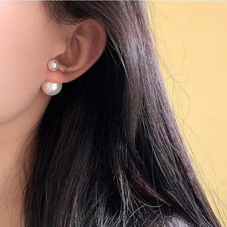 GEMURO Elegant Double-Sided Pearl Ball Stud Earrings for Women | Chic Banquet Jewelry