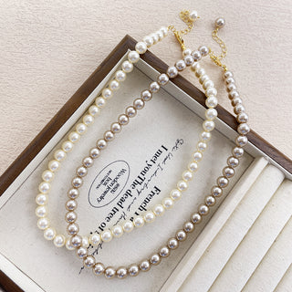 ✨French Retro Pearl Necklace | High-End Champagne Color | Shijia Inspired High Gloss Fashion Jewelry