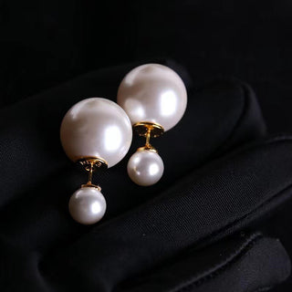 GEMURO Elegant Double-Sided Pearl Ball Stud Earrings for Women | Chic Banquet Jewelry