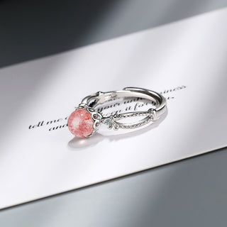 ✨ GEMURO Pink Strawberry Quartz Ring