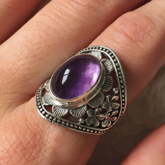 ✨ GEMURO Amethyst Vintage Ring