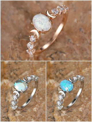 GEMURO Elegant Summer Oval Gemstone & Rhinestone Ring | Wedding & Engagement Gift for Women